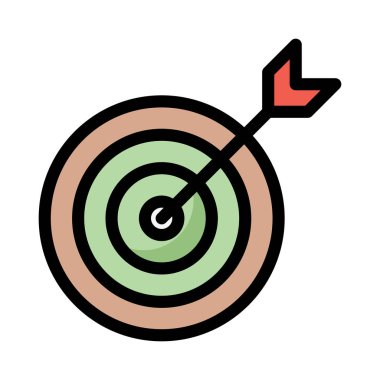 Dart tahtası düz stil ikonu, vektör çizim, başarı kavramı 