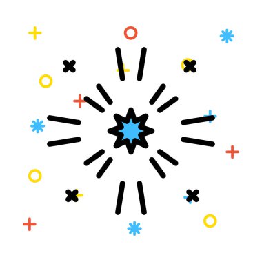 Yeni yıl havai fişek patlama düz stil ikonu, vektör çizim 