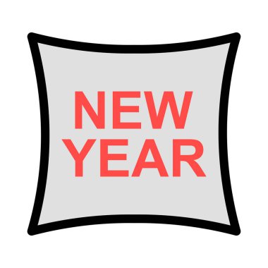 Yeni yıl afiş düz stil ikonu, vektör çizim 