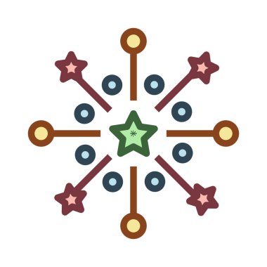 Yeni yıl havai fişek patlama düz stil ikonu, vektör çizim 