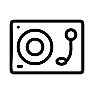 Vintage Vinil cd çalar düz stil ikonu, vektör çizim 