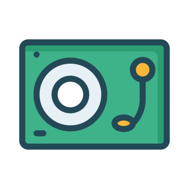 Vintage Vinil cd çalar düz stil ikonu, vektör çizim 