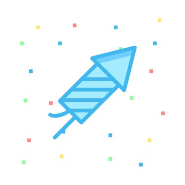 Yeni yıl havai fişek düz stil ikonu, vektör çizim roket 