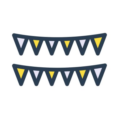 Karnaval kiraz kuşu süslemeleri düz stil ikonu, vektör çizim  