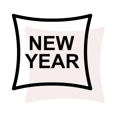 Yeni yıl afiş düz stil ikonu, vektör çizim 