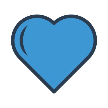 kalp düz stil ikonu, vektör çizim, Sevgililer günü kavramı 