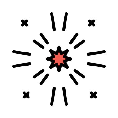 Yeni yıl havai fişek patlama düz stil ikonu, vektör çizim 