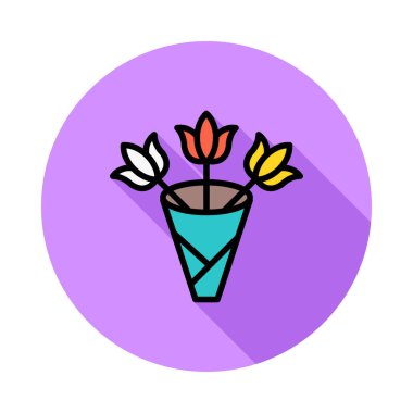 vektör çizim çiçek buketi düz stil ikonu 