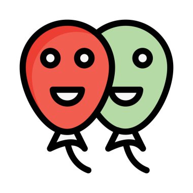 gülen balonlar düz stil ikonu, vektör çizim 