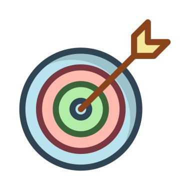 Dart tahtası düz stil ikonu, vektör çizim, başarı kavramı 