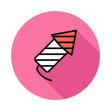 havai fişek roket düz stil ikonu, vektör çizim 