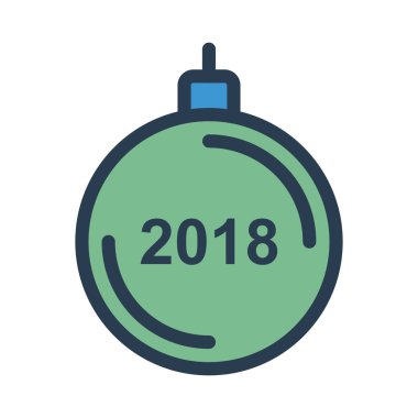 Noel dekoratif topu düz stil ikonu, vektör çizim  