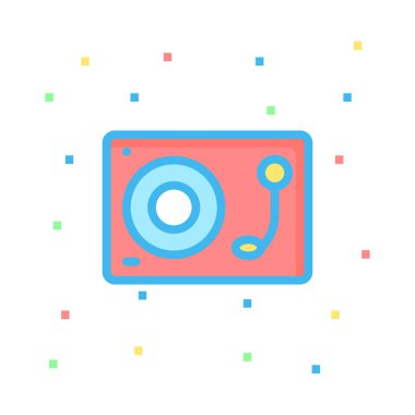 Vintage Vinil cd çalar düz stil ikonu, vektör çizim 