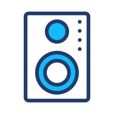 Hoparlör düz stil ikonu, vektör çizim 