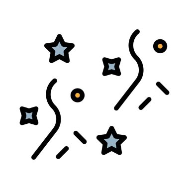 Yeni yıl havai fişek patlama düz stil ikonu, vektör çizim 