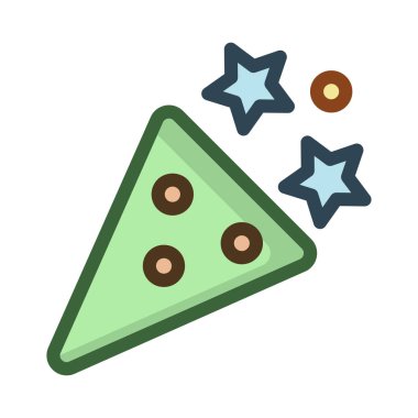 Yeni yıl konfeti popper düz stil ikonu, vektör çizim 