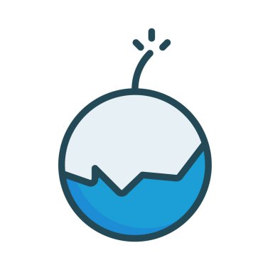 Yeni yıl havai fişek düz stil ikonu, vektör çizim bomba  