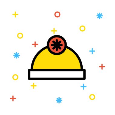 Kış yünlü şapka düz stil ikonu, vektör çizim  