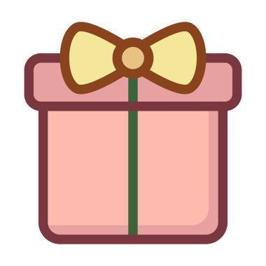 Noel hediye kutusu düz stil ikonu, vektör çizim 