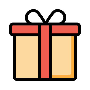 Noel hediyesi yay ile yay düz stil ikonu, vektör çizim 