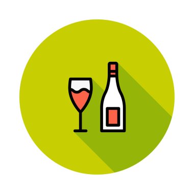 kadehinin düz stil ikonu, vektör çizim ile şampanya şişesi 