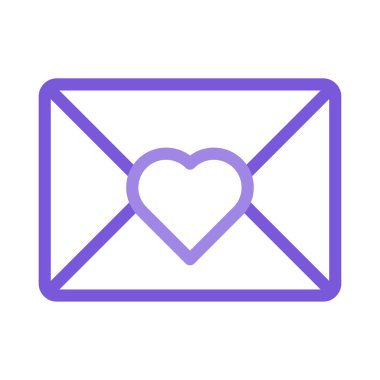 Romantik zarf düz stil ikonu, vektör çizim, Sevgililer günü kavramı  