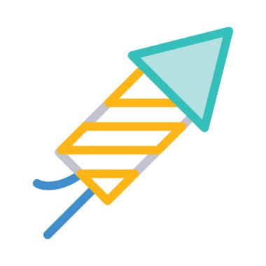 Yeni yıl havai fişek düz stil ikonu, vektör çizim roket 