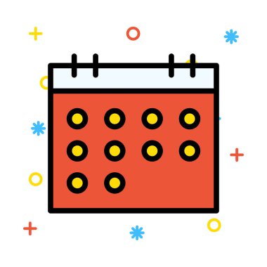 yıllık takvim düz biçim simgesi, vektör illüstrasyonu 