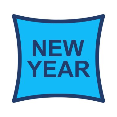 Yeni yıl afiş düz stil ikonu, vektör çizim 