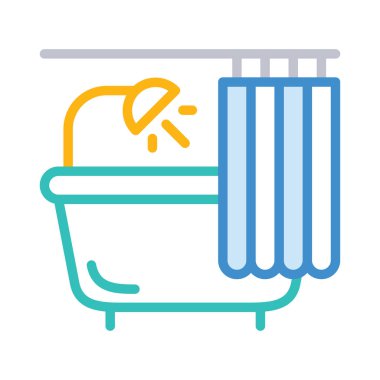 banyo küvet duş vektör çizim 