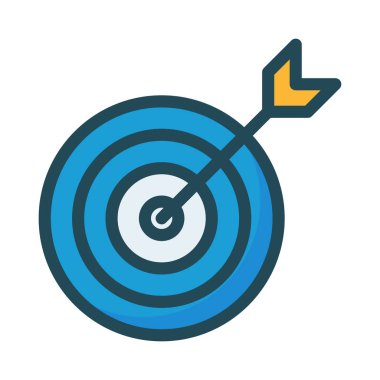 Dart tahtası düz stil ikonu, vektör çizim, başarı kavramı 