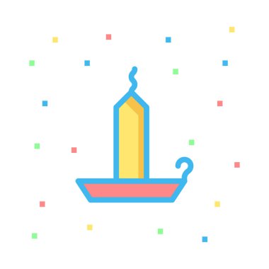 Noel Dekoratif mum düz stil ikonu, vektör çizim 