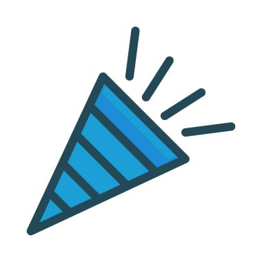 Yeni yıl konfeti popper düz stil ikonu, vektör çizim 