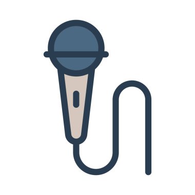 mikrofon düz stil ikonu, vektör çizim 