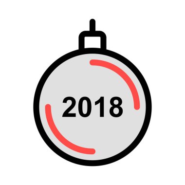 Noel dekoratif topu düz stil ikonu, vektör çizim  