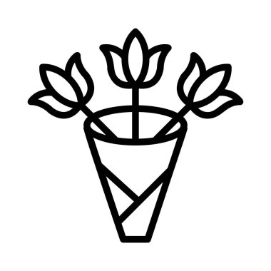 vektör çizim çiçek buketi düz stil ikonu 