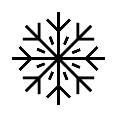 Noel dekoratif kar tanesi düz stil ikonu, vektör çizim 