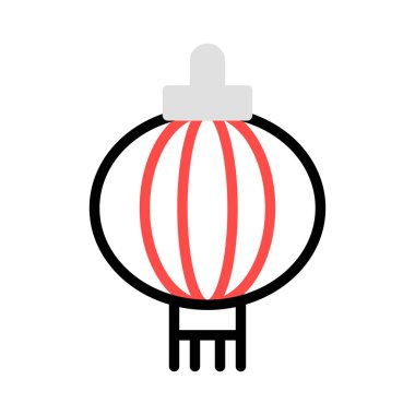 Çince fener dekorasyon düz stil ikonu, vektör çizim   