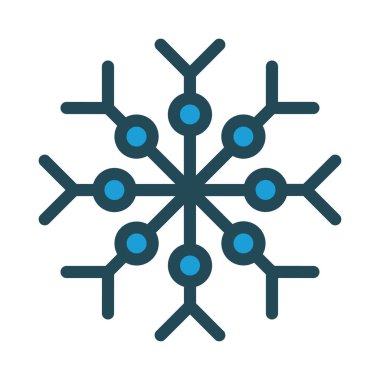 Noel dekoratif kar tanesi düz stil ikonu, vektör çizim 