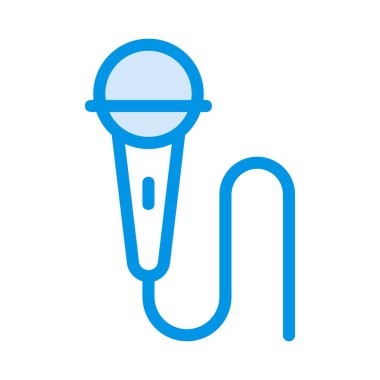 mikrofon düz stil ikonu, vektör çizim 