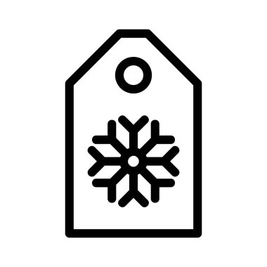 etiketi ile kar tanesi düz stil ikonu, vektör çizim 