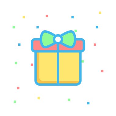 Noel hediye kutusu düz stil ikonu, vektör çizim 