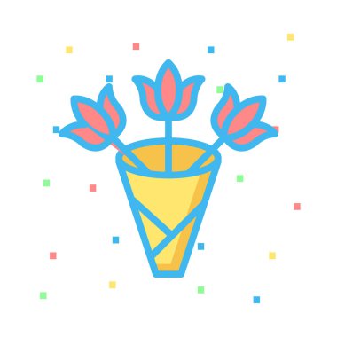 vektör çizim çiçek buketi düz stil ikonu 