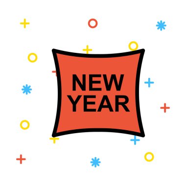 Yeni yıl afiş düz stil ikonu, vektör çizim 