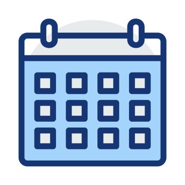 yıllık takvim düz biçim simgesi, vektör illüstrasyonu 