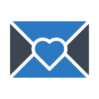 Romantik zarf düz stil ikonu, vektör çizim, Sevgililer günü kavramı  