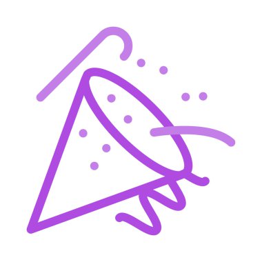 Yeni yıl konfeti popper düz stil ikonu, vektör çizim 