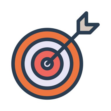 Dart tahtası düz stil ikonu, vektör çizim, başarı kavramı 