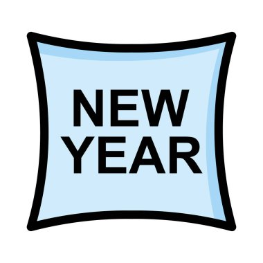 Yeni yıl afiş düz stil ikonu, vektör çizim 