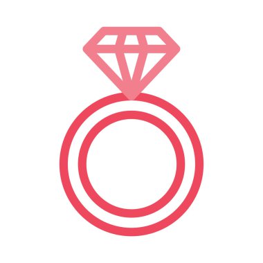 elmas düz stil simgesi, vektör çizim, nişan kavramı halka 